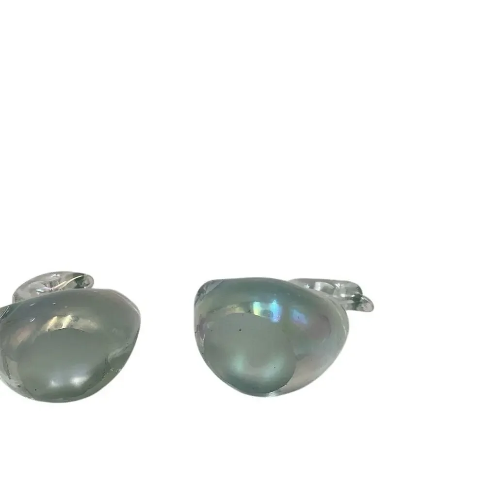 Vintage Iridescent‎ Glass Swan Figurines Set of 2 Multicolor